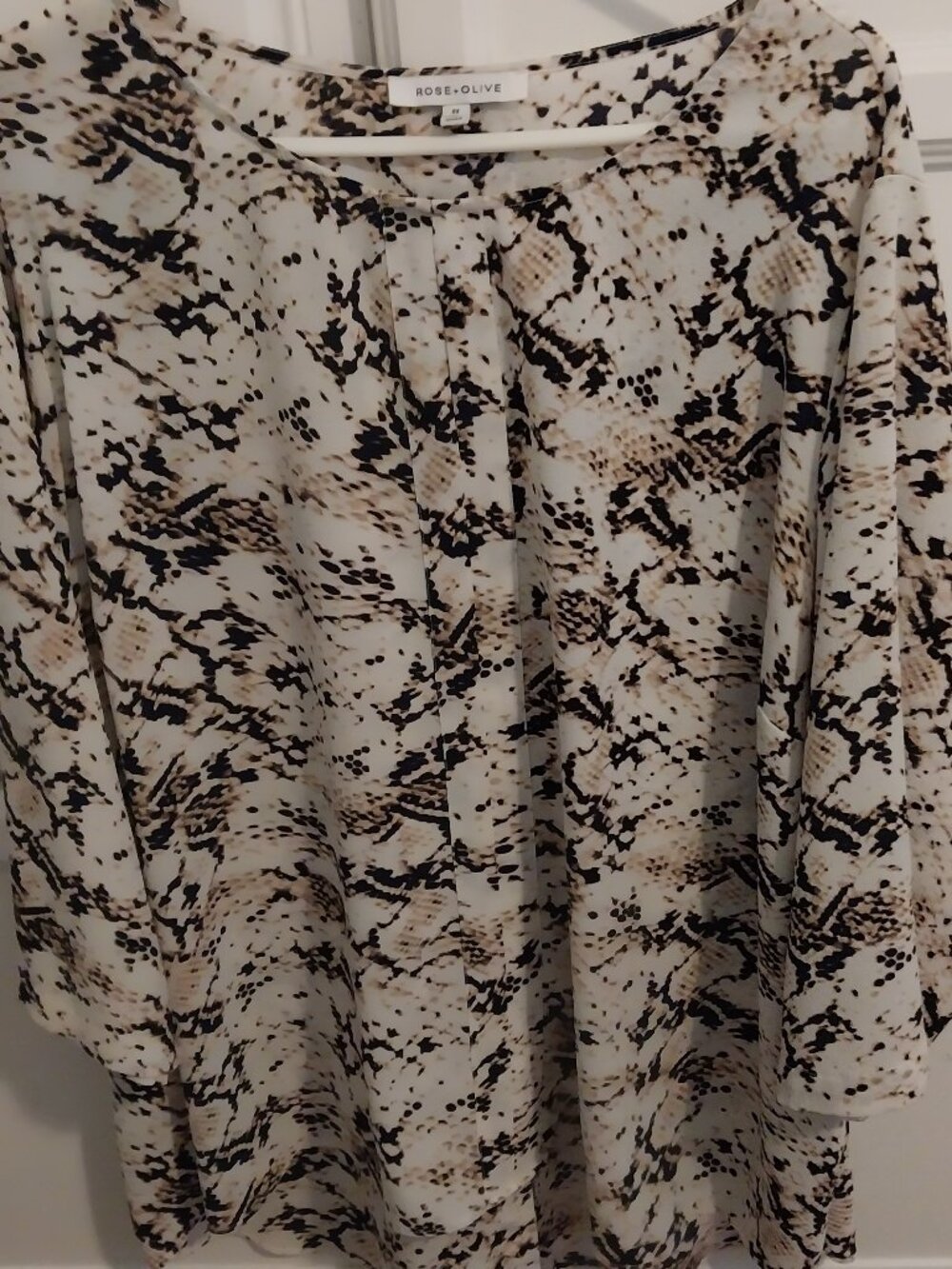 💗Rose and Olive Top  3X Brown-Black Pleats Gorgeous💗